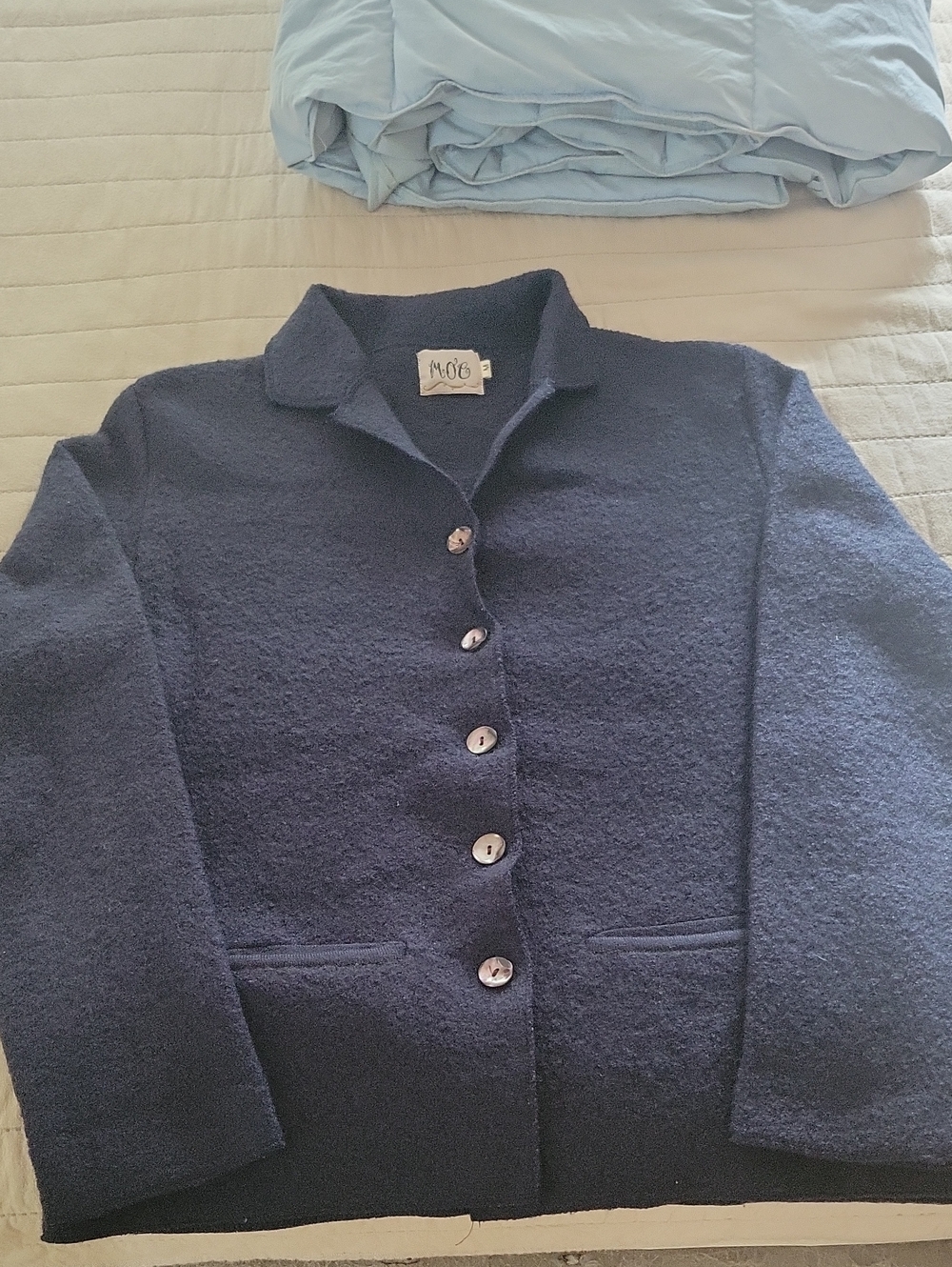 Mog 100% Wool Jacket Size M Navy